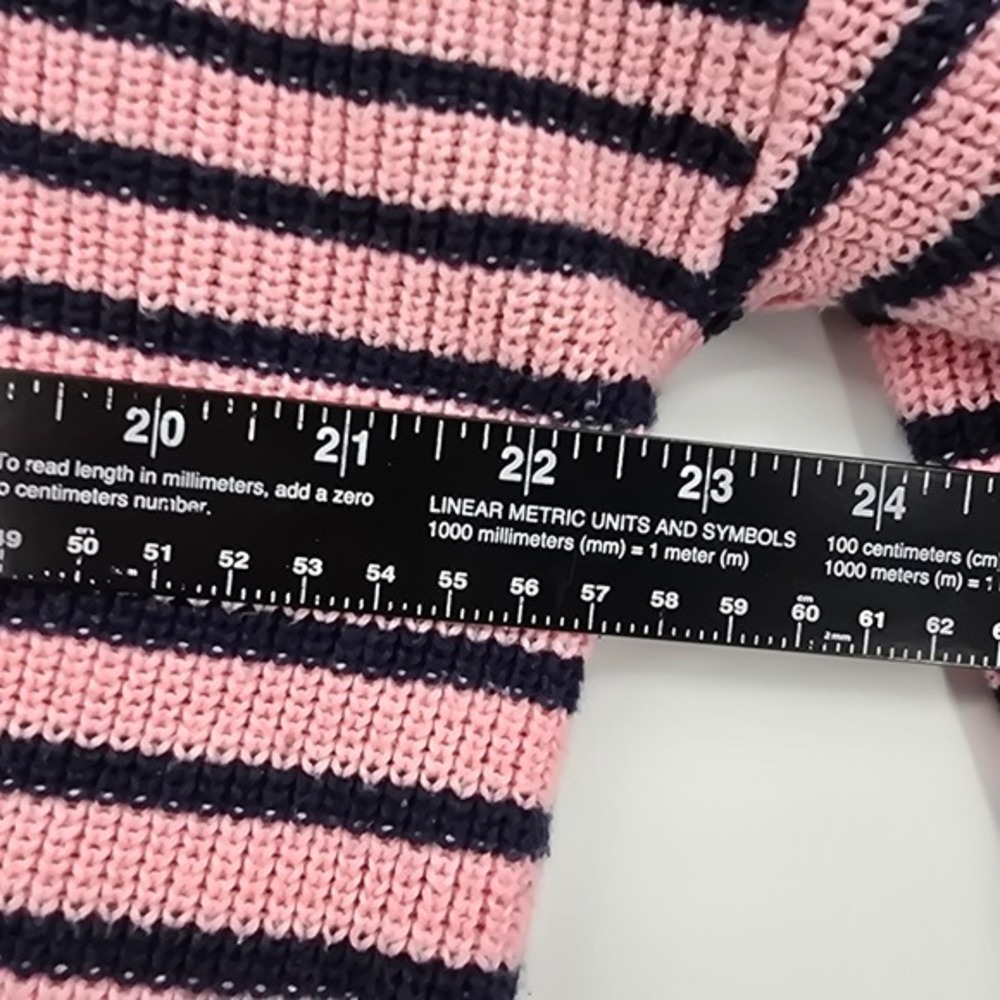 GAP Women's Pink Striped V-Neck Sweater‎ Size Large Long Sleeve Knit Top - Picture 8 of 9